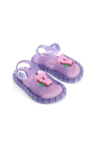 Gezer Yazlık Kız Çocuk Suni Deri Işıklı Rahat Taban Bilekten Ayarlanabilir Günlük Sandalet LILA