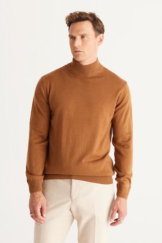 AC&Co / Altınyıldız Classics Altinyildiz Classics Erkek Tarçın Standart Fit Normal Kesim Yarım Balıkçı Yaka Triko 4A4923100005TRCM Tarçın