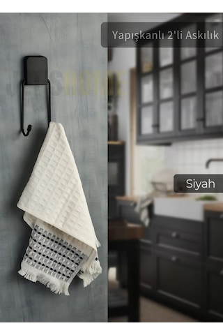 Jet's Home Yapışkanlı 2'li Askılık Paslanmaz Havluluk Metal Siyah Siyah