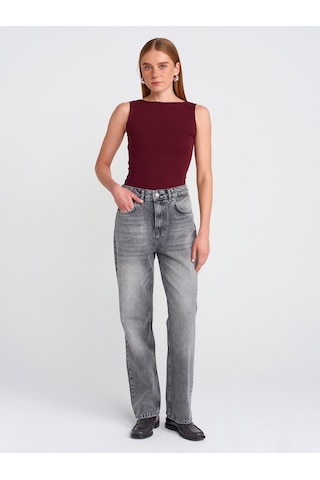 Dilvin 20868 Kayık Yaka Kolsuz Top-bordo Bordo