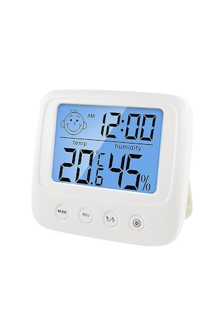 UpWay Dijital LCD Masaüstü Saat Sıcaklık Nem Konfor Alarm Led Işı