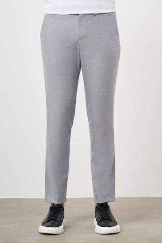 Morven Erkek Gri Poliviskon Trend Desenli Lastikli Slim Fit Pantolon Gri
