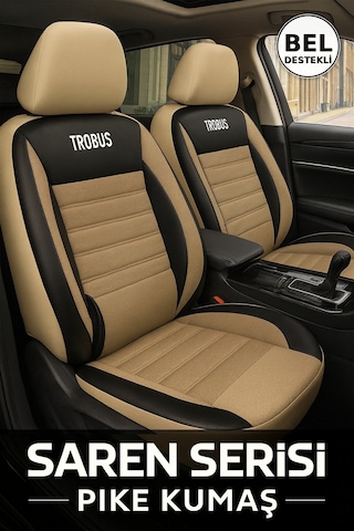 Renault Megane 4 2016 Ve Sonrası Uyumlu Saren Serisi Bej Oto Koltuk Kılıfı