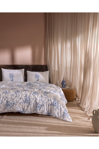 Madame Coco Chapele Çift Kişilik %100 Pamuk Ranforce Baskılı Nevresim Takımı - Mavi 8684427282571 Mavi