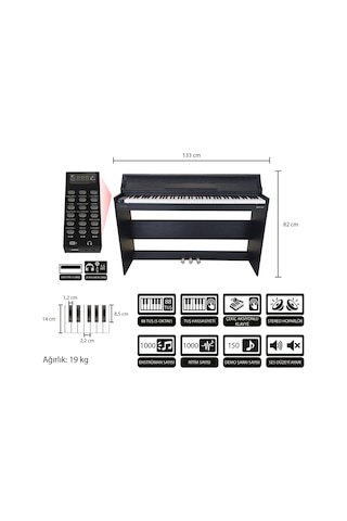 Jwin Sapphire Sdp-145çekiç Aksiyonlu 88 Tuşlu Dijital Piyano - Siyah