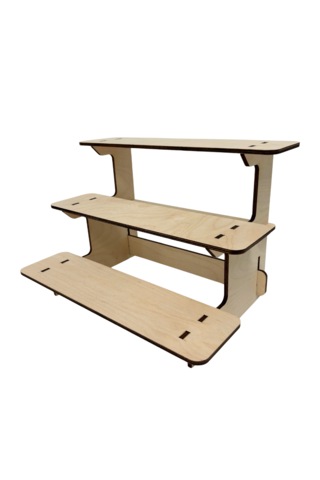 Ahşap Ürün Sergileme Standı 3 Ve 4 Katlı Minimalist Basamaklı Raf 3 Katlı