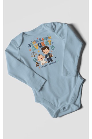 Morivokids Benim Babam Avukat Uzun Kollu Bebek Body %100 Pamuk Bebe Mavisi