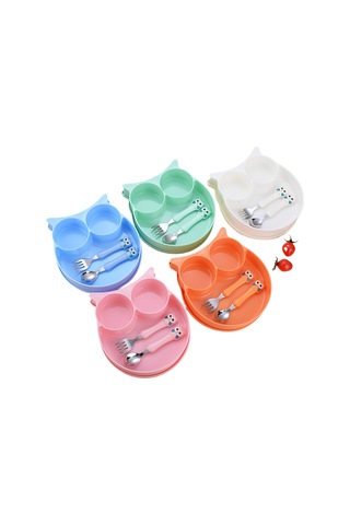 Baykuş Şekilli Sofra Takımı, Bölücülü Toksik Olmayan Polipropilen Besleme Tepsisi