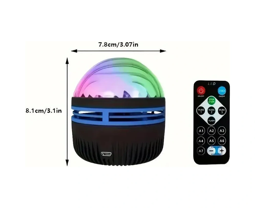 Kosona Siyah Ve Mavi Led Diskotek Işık Lambası - Enerji Verimli 3w Işık Kaynağı Siyah