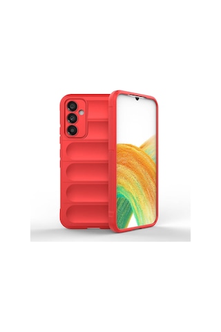 Galaxy A34 Kılıf Esnek Tpu Oyuklu Arka Yüzey Tasarımlı Zore Etnik Silikon Kapak Kırmızı