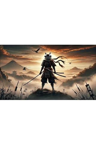 Ti-play Shogun Orman Ve Ateş 60x90cm Modern Samuray Pvc Çerçevesiz Tablo