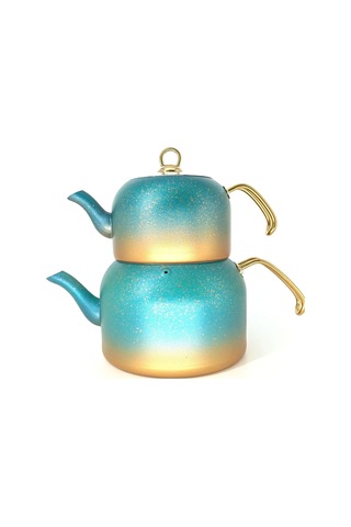 8250 Andıamo - Xl Boy - 4 Parça - Bio Granit,sağlıklı Pfoa, Ptfe Free Çaydanlık Seti-mentol Yeşil Gold - Yeşil