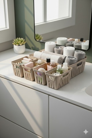 Ny Home 5 Parça Banyo Dolap İçi Düzenleyici Bej Bej