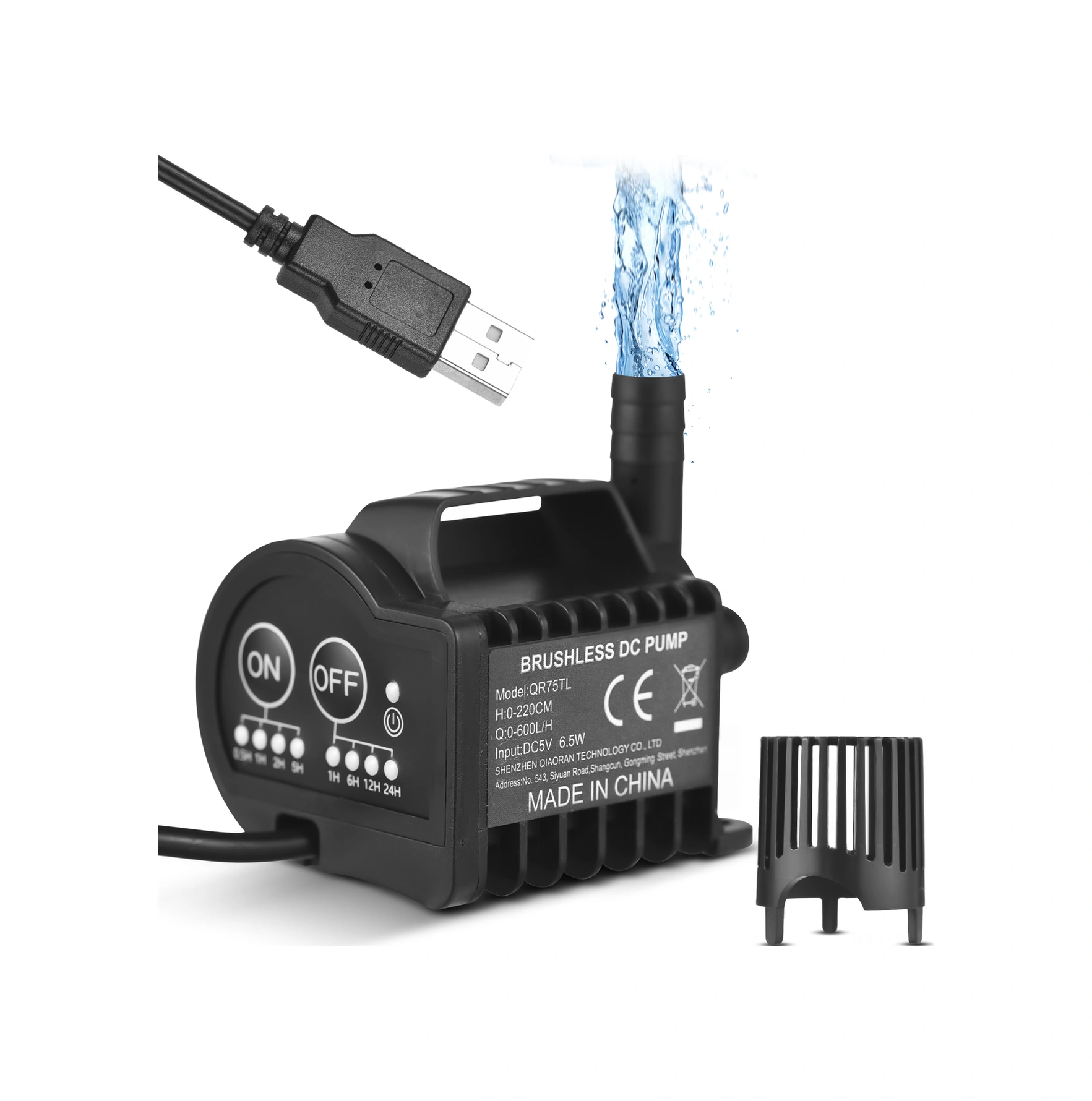 Youmex 5v Usb Mini Suş Pompa, 4 Modlu Zamanlama, 600l/h Debi, 2.2m Yükseklik, Sessiz Çalışma, Akvaryum/havuz İçin, Süspansiyon Tabanlı