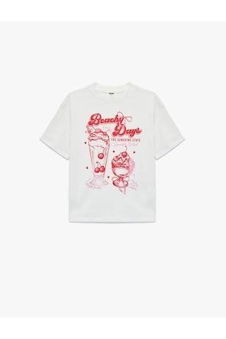 Koton Pamuklu Ekru Kız Çocuk T-shirt 6skg10112ak Ekru