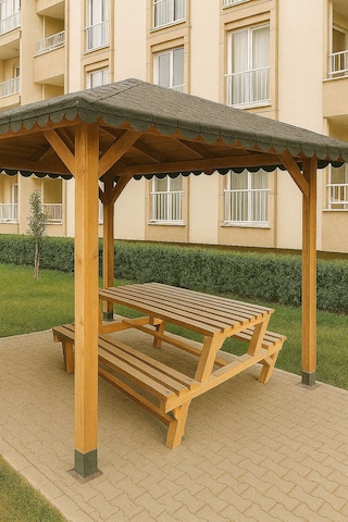 Ahşap Piknik Bank Yeşil