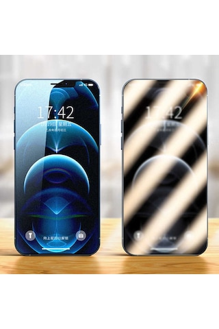 Apple Uyumlu iPhone 12 Mini Fit Hard Mat Privacy Hayalet Cam Ekran Koruyucu Siyah