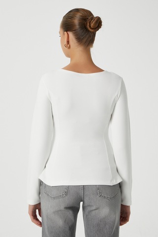 Ritnice Kadın Runa Premium Ekru Peplum Bluz Ekru