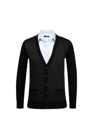 Erkek Büyük Beden V Yaka Triko Hırka Düğmeli 5014mb Bgl-st04040 Siyah