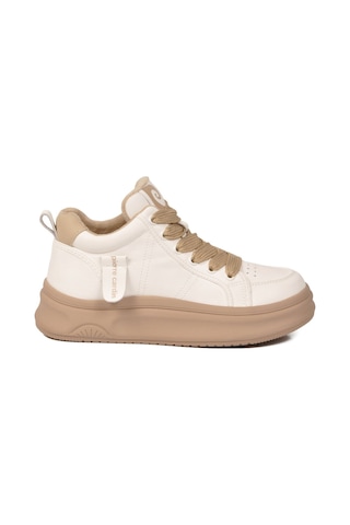 Pierre Cardin Beyaz Bilek Boy Kaymaz Taban Kadın Bağcıklı Sneaker 11517 G