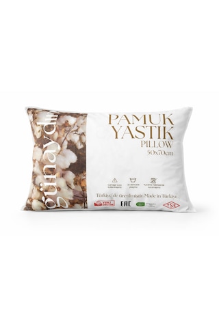 Günaydın Pamuk Yastık , Nefesalan Doku ,organik Pamuk, Kapitoneli , Çantalı , 50x70 Yastık Beyaz
