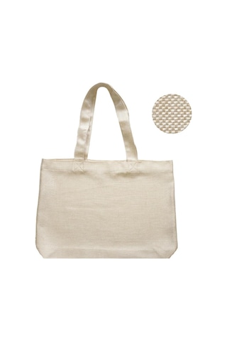 Hasır Dokulu Körüklü Kadın Kol Ve Omuz Çantası Krem-1416