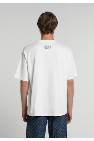 Colin's Colins Oversize Fit Yuvarlak Yaka Düz Erkek Beyaz Kısa Kol Tişört Cl1083416 Q1.v2 Ofw
