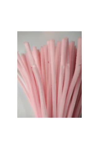 100 Adet Açık Pembe Şönil, Çiçek Yapımına Uygun Tüylü Tel, 30 Cm 6mm