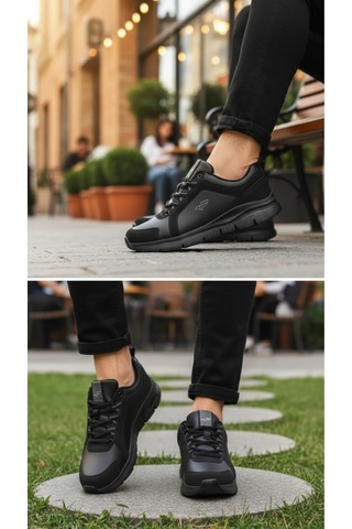 Fore Sport Erkek Kalın Taban Günlük Spor Ayakkabı Rahat Yürüyüş Sneaker Siyah