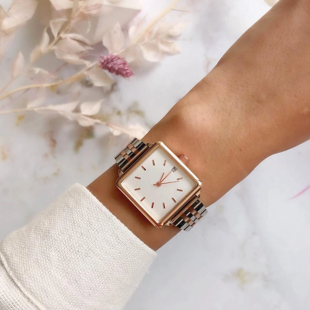 Fully Rose Kasa Rose Gold Gümüş Kare Kadın Kol Saati Rose Gold