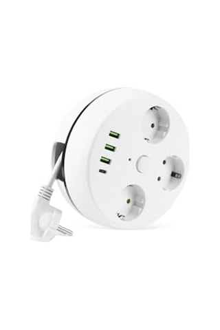 Vea 7 İn 1, Akım Korumalı Grup Priz, 3'lü, Anahtarlı, 3 Usb, 1 Type-c, 1.5 Metre Kablolu, Kablosu Toplanabilir Makar Diğer