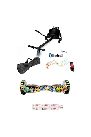 Elektrikli Kaykay Scooter Akıllı Denge Hoverboard + Hoverkart + Çanta Full Ledli Extrem Paket D01