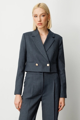 Ekol Simli Kumaş Kadın Crop Ceket 26k.ekl.ckt.05169.1 Lacivert