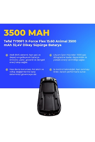 Tefal Ty99f1 X-force Flex 15.60 Animal 3500 Mah 32,4v Dikey Süpürge Batarya