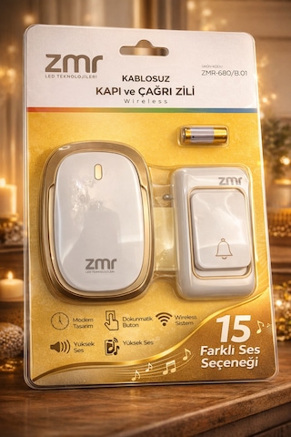 Pilli Kablosuz Kapı Ve Çağrı Zili Gold Detay Piller Dahil