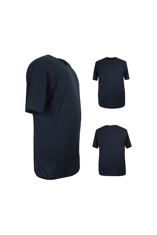 Erkek 72 Kilo-200 Kilo Arası İçin Uygun Bisiklet Yaka Düz Tişört Lacivert