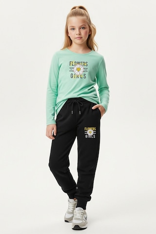 3'lü Sıfır Yaka Baskılı Kız Çocuk Alt-üst Takım Çok Renkli