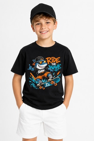 Bayloranzzo Ride The Wave %100 Pamuk Premium Kalite Erkek Çocuk Tişörtü Siyah