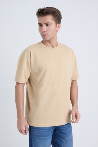 Velvoria Unisex Oversize Basic Bej Renk T-shirt