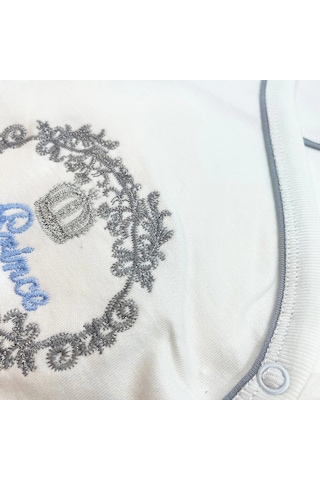 Sema Baby Prens Lüks 5 Parça Hastane Çıkışı Zıbın Seti - Mavi Beyaz