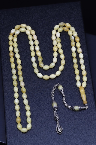 Kehribar 99'lu Tesbih 6 X 8 Mm Arpa Kesim