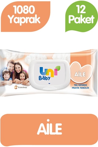 Uni Baby Aile Islak Havlu Mendil 90x12 1080 Yaprak