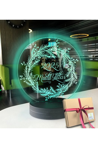 Yılbaşı Konseptli 2025 Oval 3d Led Gece Lambası