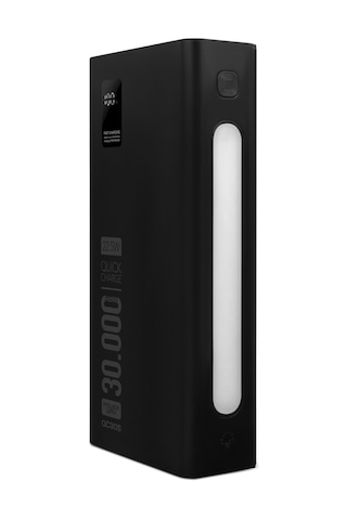 Powerway 30.000 Mah Pd 22.5w Dahili Kablolu Hızlı Şarj Fener Gerçek 30.000 Mah Qc30s Siyah Powerbank