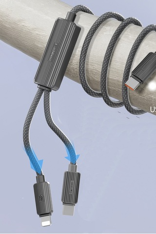 Earldom EC-IC01 1.2 M Çift Çıkışlı 2 in1 PD Hızlı Şarj Kablosu