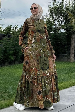 Rabia Şamlı Nehir Elbise Yeşil Normal
