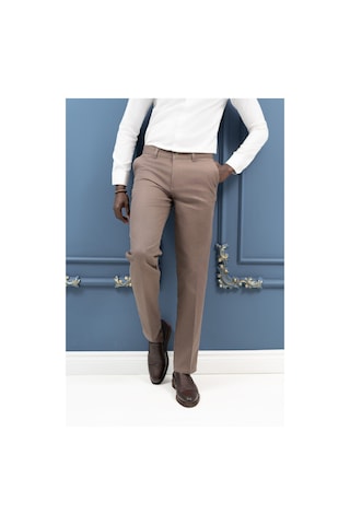 Notra Regular Fit Pamuklu Dokulu Kışlık Gabardin Pantolon Kahverengi