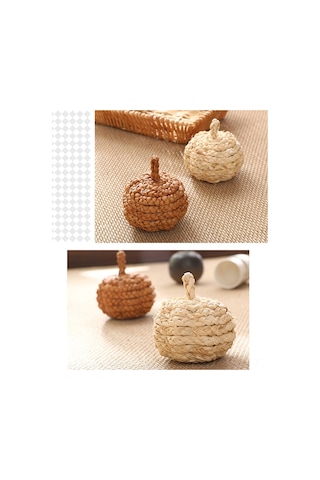 Qingmipy Hasır Örgü Balkabağı Dekoru İç Ve Dış Mekanlar İçin Şık Ve Dayanıklı Sonbahar Aksesuarı Kahve