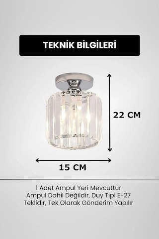 Chiaro Forte Model Krom Renk Kaplama Kristal Taşlı Metal Gövde Luxury Serisi Modern Plafonyer Avize Krom