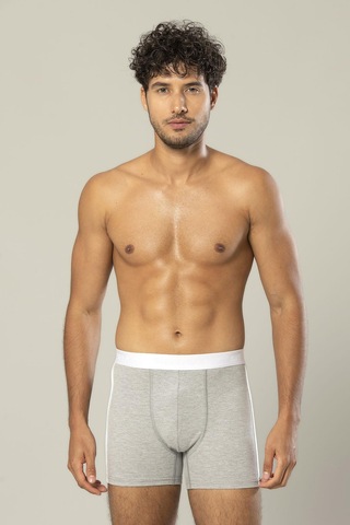 Erdem Gri Melanj Pamuk Elastan Uzun Boxer 1417 Gri Melanj
